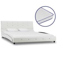 vidaXL Bed met traagschuim matras kunstleer wit 140x200 cm