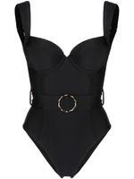 Noire Swimwear maillot de bain bustier à taille ceinturée