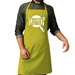 Master chef barbeque schort / keukenschort lime groen voor heren   -