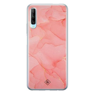 Huawei P Smart Pro siliconen hoesje - Marmer roze