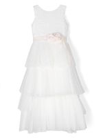 Mimilù robe en tulle à fleurs appliquées - Blanc