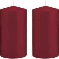 2x Kaarsen bordeauxrood 8 x 15 cm 69 branduren sfeerkaarsen   -