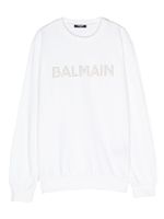 Balmain Kids sweat en coton à logo strassé - Blanc