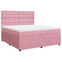 vidaXL Boxspring met matras fluweel roze 180x200 cm, boxspring, ledikant, bedframe, bed, boxspring bed, bedbodem, seniorenbed, senioren bed