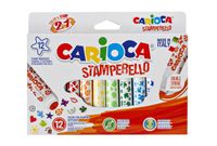 Viltstiften Carioca stempelstift 2 in 1 set ÃƒÆ' 12 kleuren