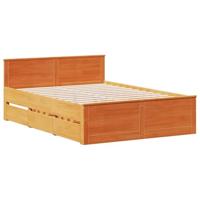 vidaXL Bedframe zonder matras met hoofdbord hout wasbruin 140x190 cm, bed, bed ombouw, boxspring, bedbodem, slaapkamermeubel, stapelbed