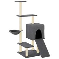 vidaXL Kattenmeubel met sisal krabpalen 130,5 cm donkergrijs, kattenpaal, kattenboom, kattenkrabpaal, kattenhuis, kattenmeubel, kattenpalen