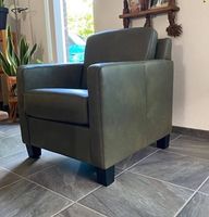 Leren fauteuil met houten poten - groen leer - Echt leer, Landelijk, ontdek de vele Leersoorten en Kleuren bij ShopX