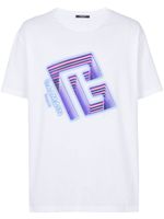 Balmain t-shirt en coton à logo imprimé - Blanc