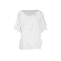 Cassis top met bladprint wit