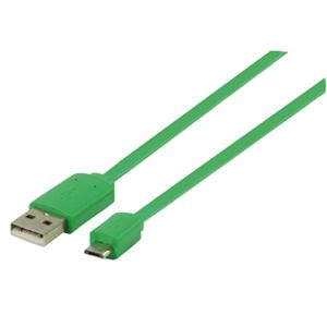 Micro USB kabel plat (groen 1m) voor o.a. smartphones