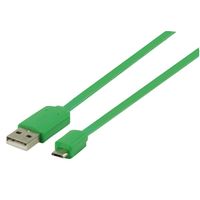 Micro USB kabel plat (groen 1m) voor o.a. smartphones - thumbnail