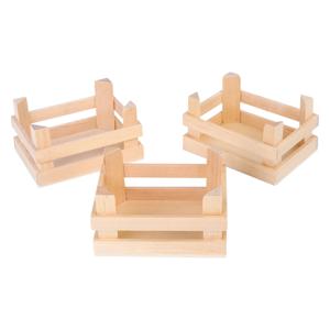 Small Foot Houten Kratjes Klein 10x8x5,5cm, Set van 3