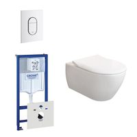 Villeroy & Boch Subway 2.0 ViFresh toiletset met slimseat softclose en quick release en bedieningsplaat verticaal wit 0729205/0729242/ga91964/sw60341/ - thumbnail