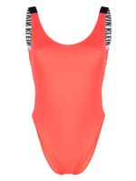 Calvin Klein logo-tape scoop-back swimsuit - Rouge