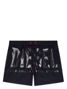 Diesel short de bain à imprimé denim - Noir