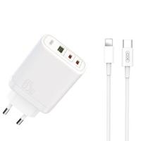 XO CE04 PD 65W Lightning-oplader - 2x USB-C, 1x USB-A - Wit - thumbnail