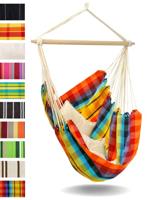 AMAZONAS - XL hangstoel Brasil, hangstoel zonder frame met grote zitting, handgemaakt in Brazilië, belastbaar tot 150 kg; zitvlak 1,6 m x 1,3 m; staaflengte 1,1 m, kleur: regenboogkleuren