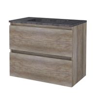 Badmeubelset Aquasplash Salt 80x46 cm Greeploos 2 Lades Met Wastafel Hardsteen 1 Kraangat Scotch Oak Aquasplash