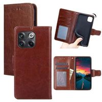 OnePlus 10T/Ace Pro Wallet Hoesje met Magnetische Sluiting - Bruin