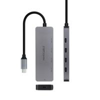 Nanocable 10.16.4505 USB-C-hub, stekker naar 4 x USB-C bus + USB-C PD 100 W, aluminium, 10 cm, grijs, USB 3.2 Gen 2x1, compatibel met Windows, MacOS en Linux