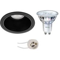 LED Spot Set - Pragmi Minko Pro - GU10 Fitting - Inbouw Rond - Mat Zwart - Verdiept - Ø90mm - Philips - SceneSwitch 827 36D - 1.5W-5W - Warm Wit 2200K-2700K - Dimbaar