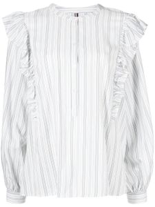 Tommy Hilfiger blouse rayée à volants - Blanc