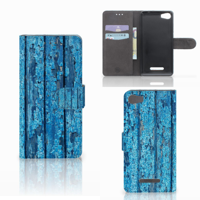 Wiko Lenny 2 Book Style Case Wood Blue