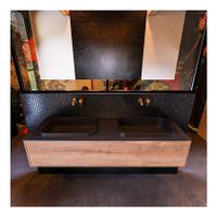 MONDIAZ ERIN 150cm badmeubel onderkast washed oak met 1 lade wastafel dubbel zonder kraangaten kleur urban - thumbnail