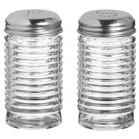 Urban Living Peper en zout stel - ribbel glas - 90 cl - setje van 2x stuks - thumbnail