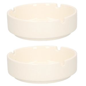 Set van 2x stuks witte asbakken van porselein 10 cm