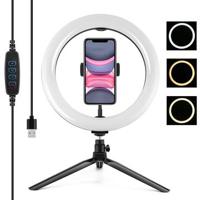 PULUZ PKT3071B 10.2 26cm USB Dimmable LED Ring Lights Vlogging Selfie Fotografie Video Invullicht met Statiefbevestiging