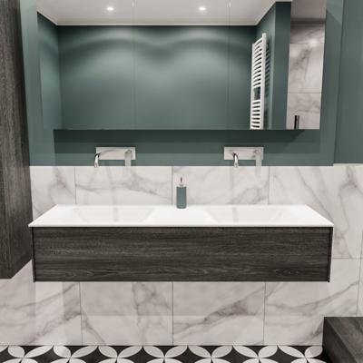 Lush onderkast 150cm in kleur ANTRACITE met 1 lade Push tot open geschikt voor dubbele wastafel. Compleet met solid surface wastafel cloud M35219met 0 kraangat(en) Lush onderkast 150cm in kleur ANTRACITE met 1 lade Push tot open geschikt voor dubbele wastafel. Compleet met solid surface wastafel cloud M35219met 0 kraangat(en)