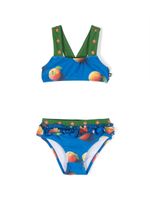 Molo bikini imprimé à volants - Bleu