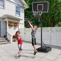 Basketbalkorf voor Buiten Basketbalstandaard 210-260 cm In Hoogte Verstelbaar op Wielen Korfinstallatie met Vulbare Basis en Achterwand