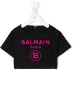 Balmain Kids t-shirt crop à logo imprimé - Noir