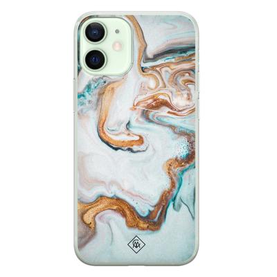 iPhone 12 mini siliconen hoesje - Marmer blauw goud