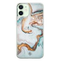 iPhone 12 mini siliconen hoesje - Marmer blauw goud