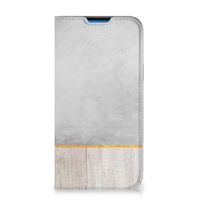 iPhone 14 Pro Max Book Wallet Case Wood Concrete - thumbnail