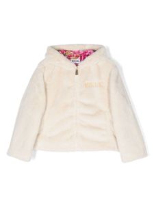 Moschino Kids veste en fourrure artificielle à capuche - Blanc