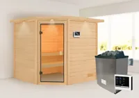 Karibu | Tilda Sauna met Dakkraag | Kachel 9 kW Externe Bediening