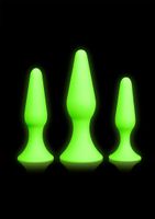 Butt Plug Set - Glow in the Dark - Neon Green/Black - thumbnail