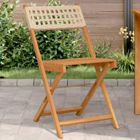 Bistrostoelen 2 st massief acaciahout en poly rattan beige - thumbnail