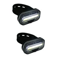 2x Fietskoplampen / batterijvoorlichten fietsverlichting COB LED met bevestigingsband - thumbnail