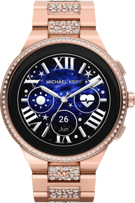 Michael Kors Gen 6 Camille Display MKT5147 Roségoud met steentjes 44mm Michael Kors Gen 6 Camille Display MKT5147 Roségoud met steentjes 44mm