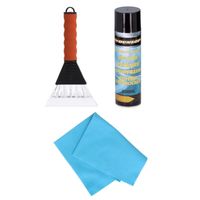 Autoramen IJskrabber soft grip 26 cm met ruitenontdooi spray en anti-condens doek