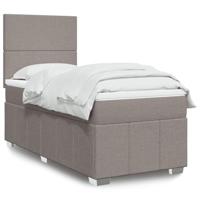 vidaXL Boxspring met matras stof taupe 90x200 cm, boxspring, ledikant, bedframe, bed, boxspring bed, bedbodem, seniorenbed, senioren bed