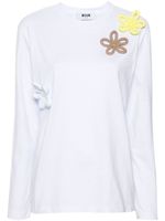 MSGM t-shirt en coton à appliqués fleurs - Blanc - thumbnail