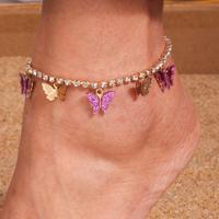 Enkelbandje met Ingelegde Zirkoonstenen en Paarse Vlinder Bedel - Sieraden - Spiritueelboek.nl