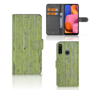 Samsung Galaxy A20s Book Style Case Green Wood